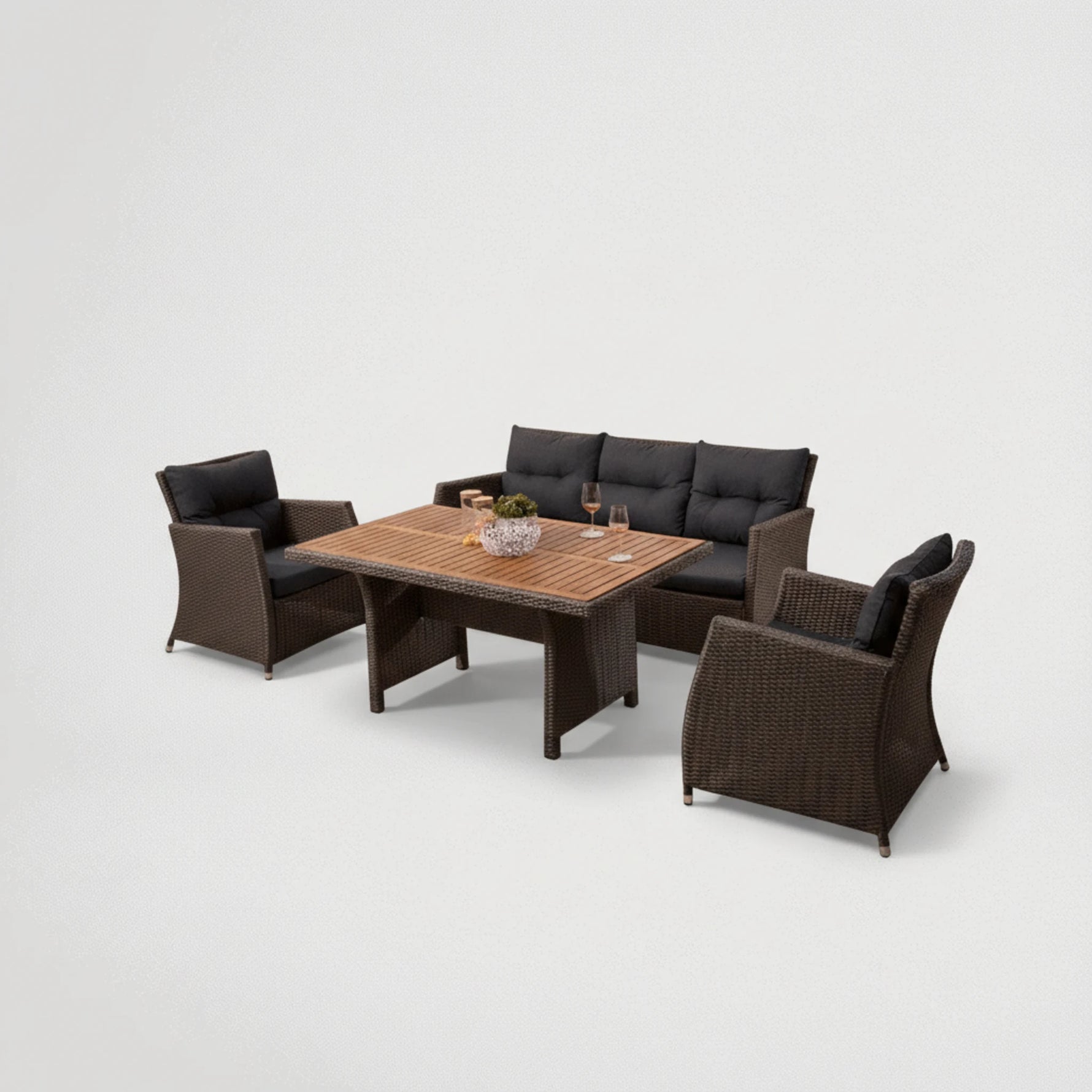 סלון שהוא גם פינת אוכל שלדת אלומיניום אל חלד מצופה ראטן 53200