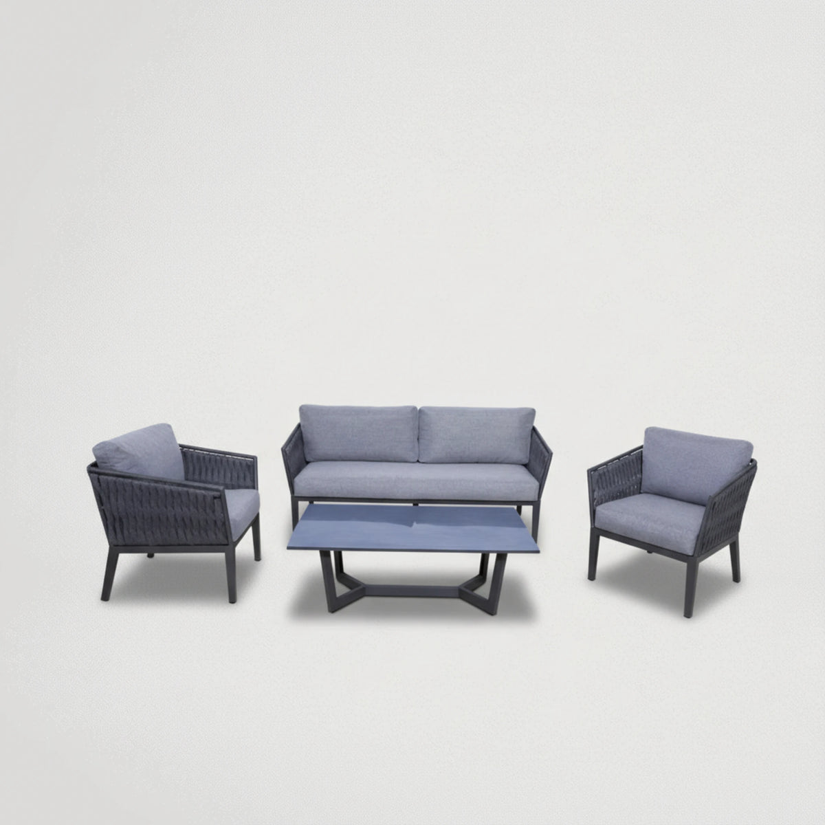 מערכת סלון גינה דו מושבי עשוי שלדת מתכת בשילוב רצועות ראטן סינטטי 74759