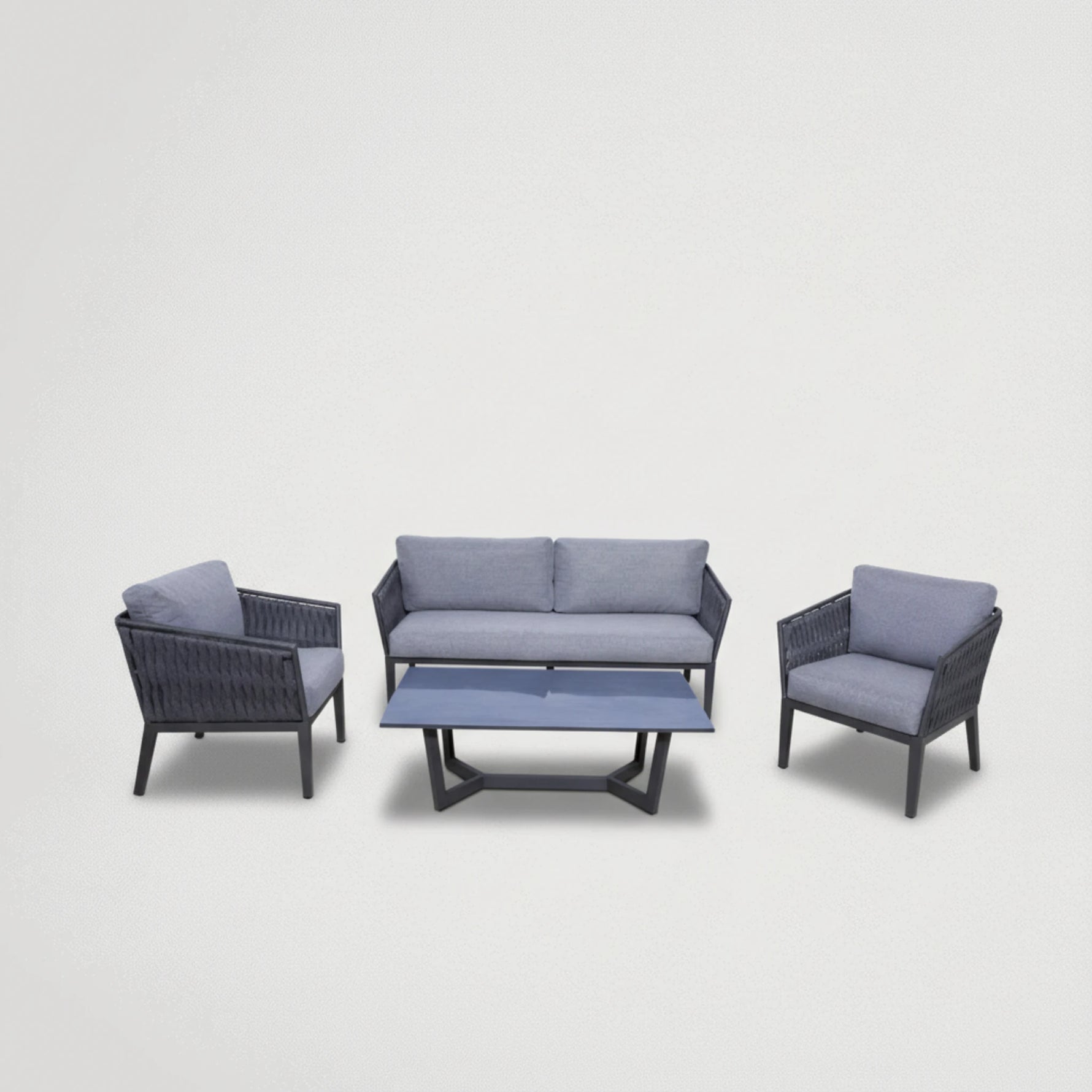 מערכת סלון גינה דו מושבי עשוי שלדת מתכת בשילוב רצועות ראטן סינטטי 74759