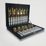 סט סכום זהב דמוי שיש לבן 475026