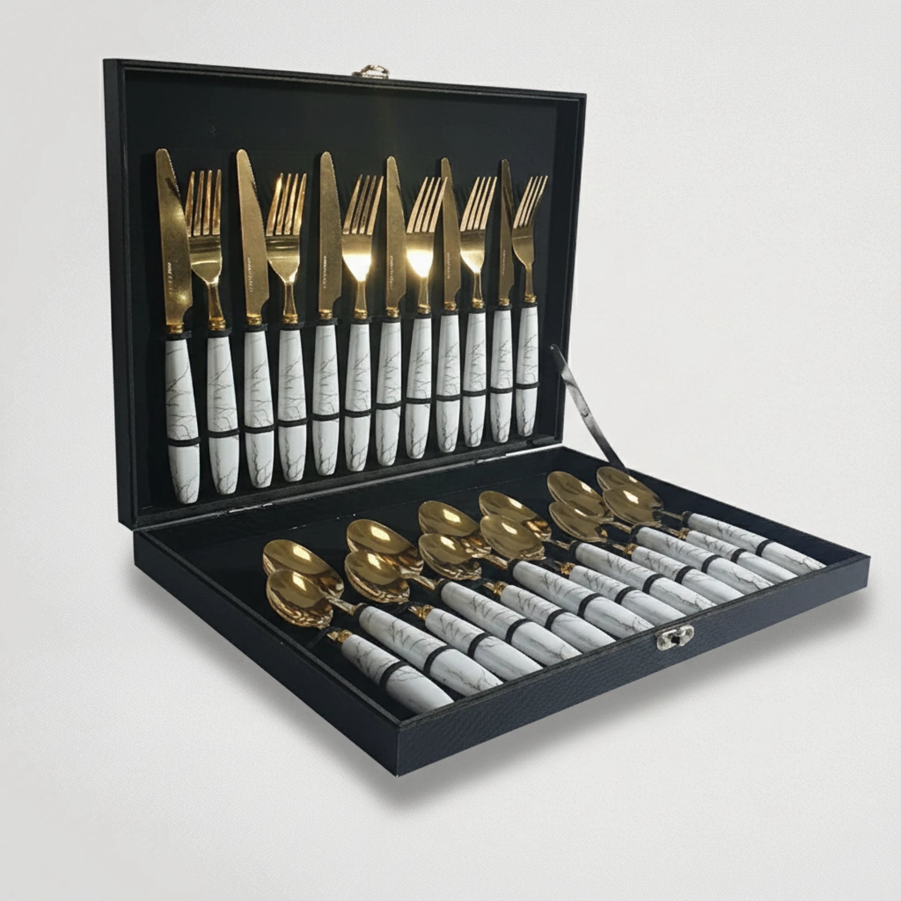 סט סכום זהב דמוי שיש לבן 475026