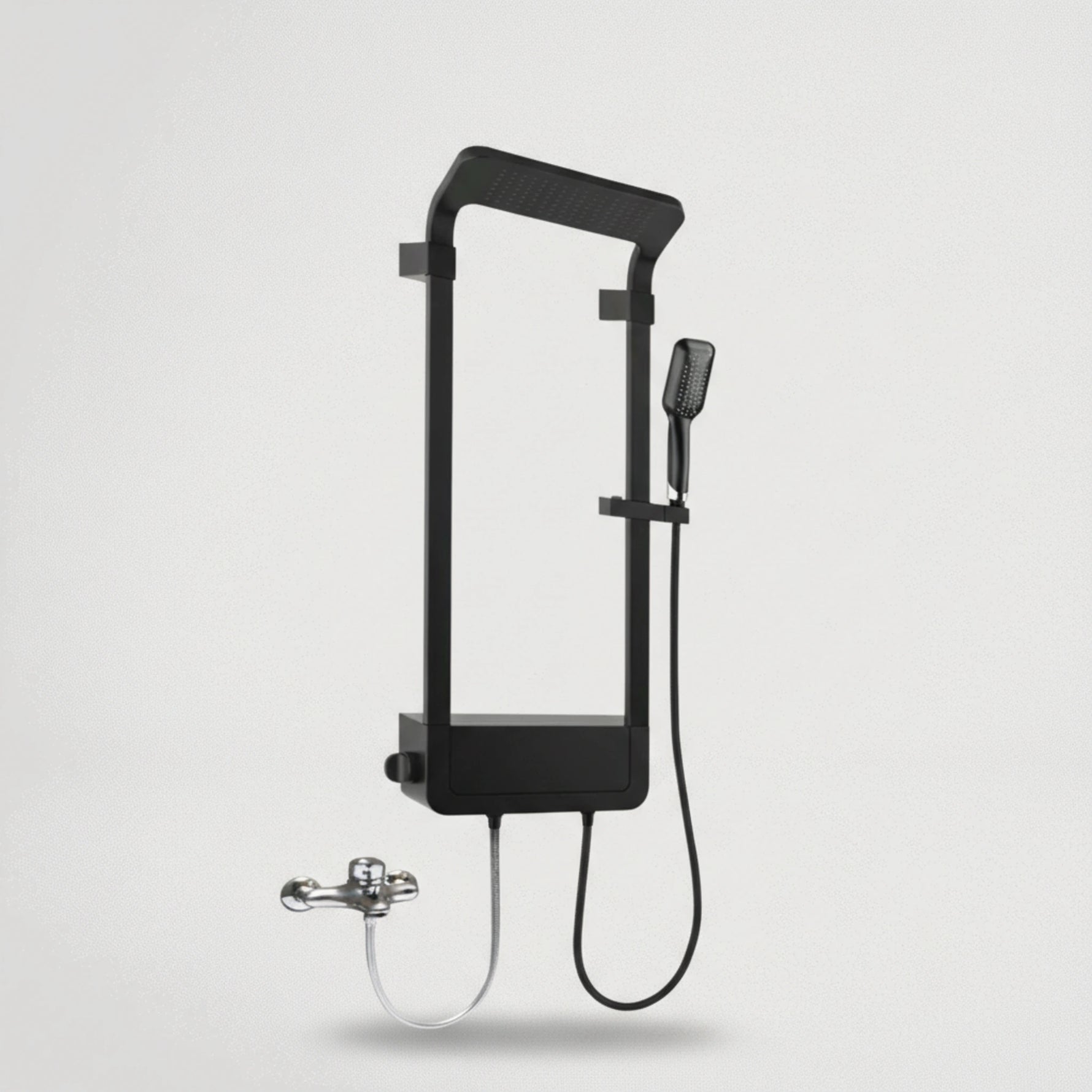 מוט דוש שחור+ראש רחב