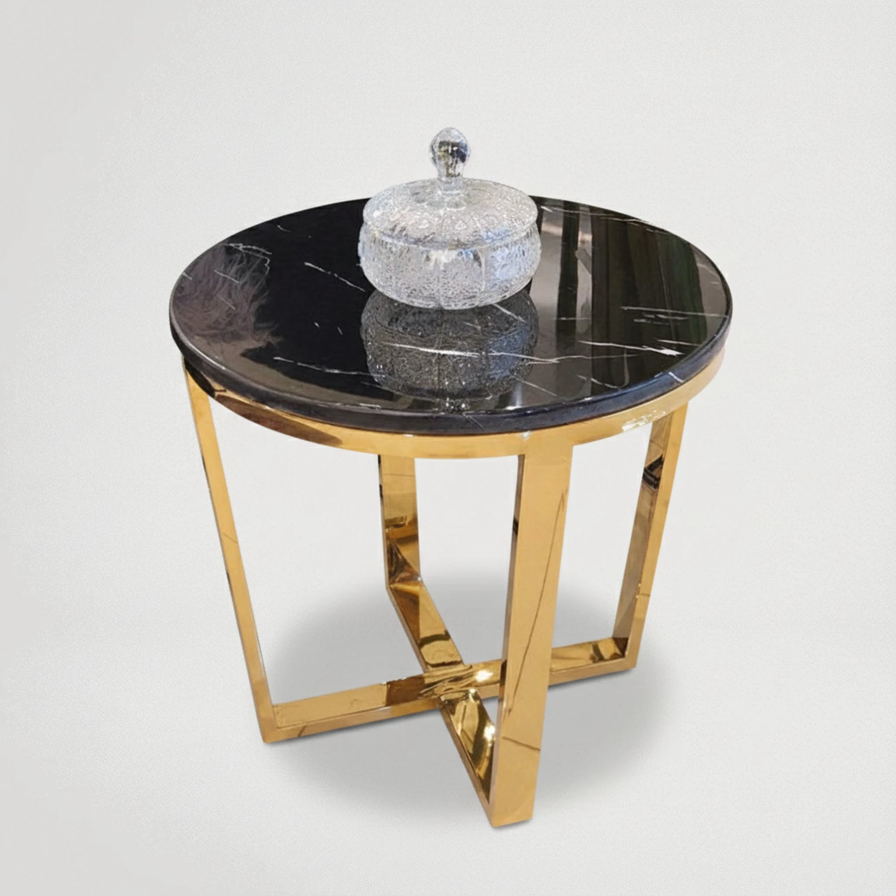 שולחן נירוסטה פלטת שיש שחור דגם 6747