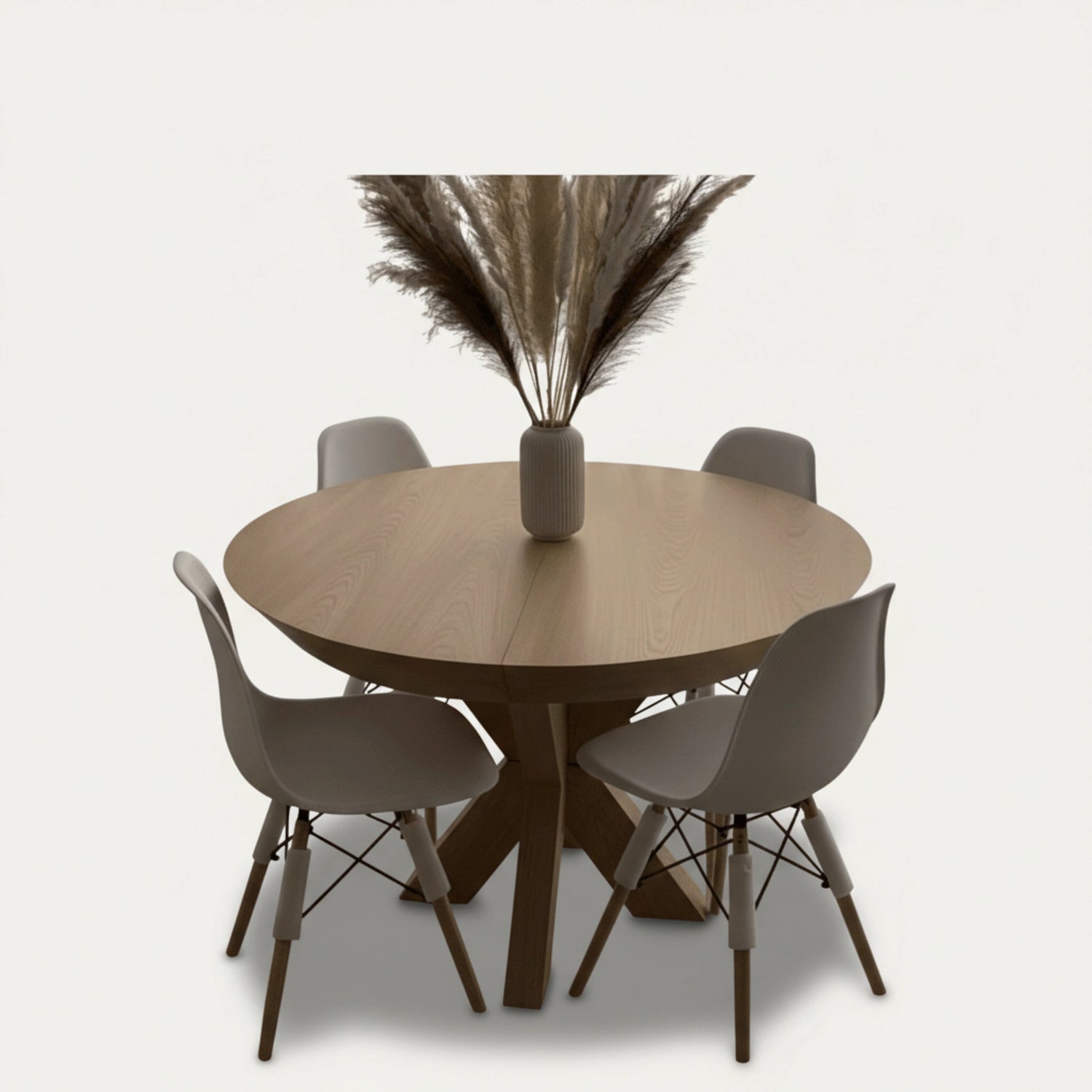 שולחן פינת אוכל עגול רגל איקס מעץ דגם 9512