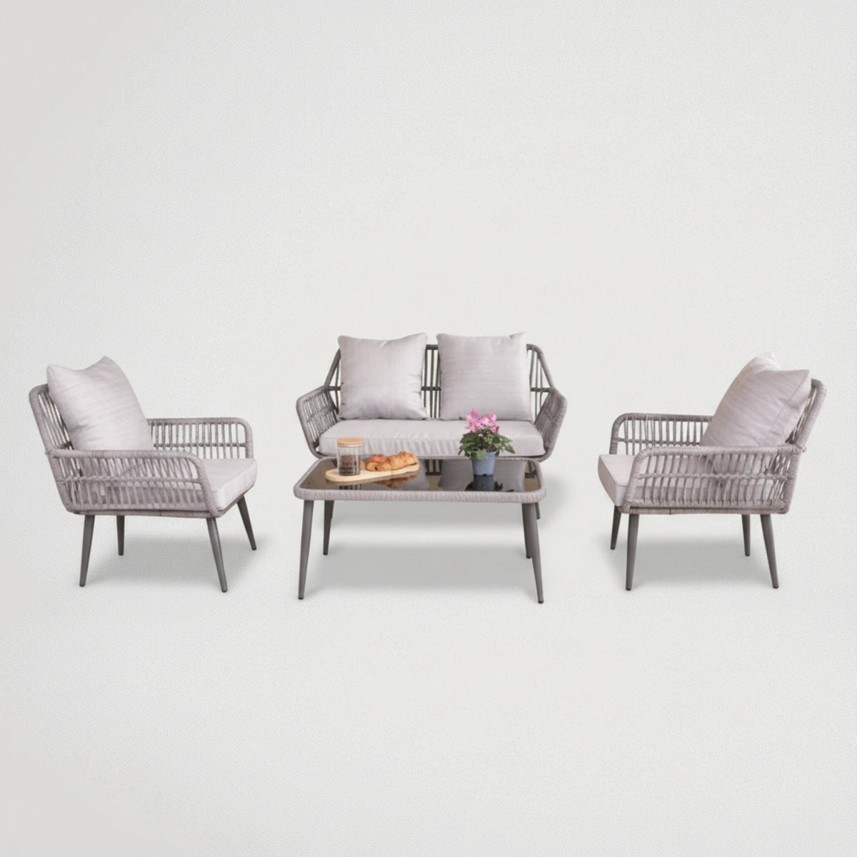 סט ישיבה אלומיניום ראטן דו מושבי דגם 6642