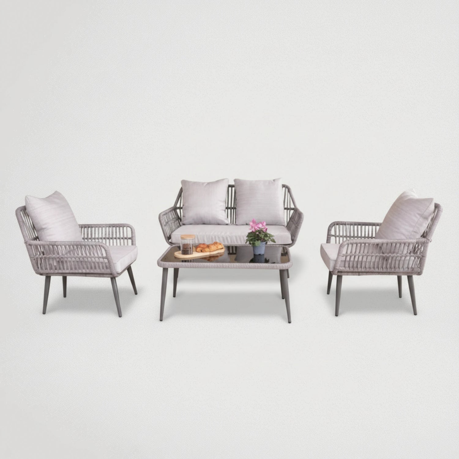 סט ישיבה אלומיניום ראטן דו מושבי דגם 6642