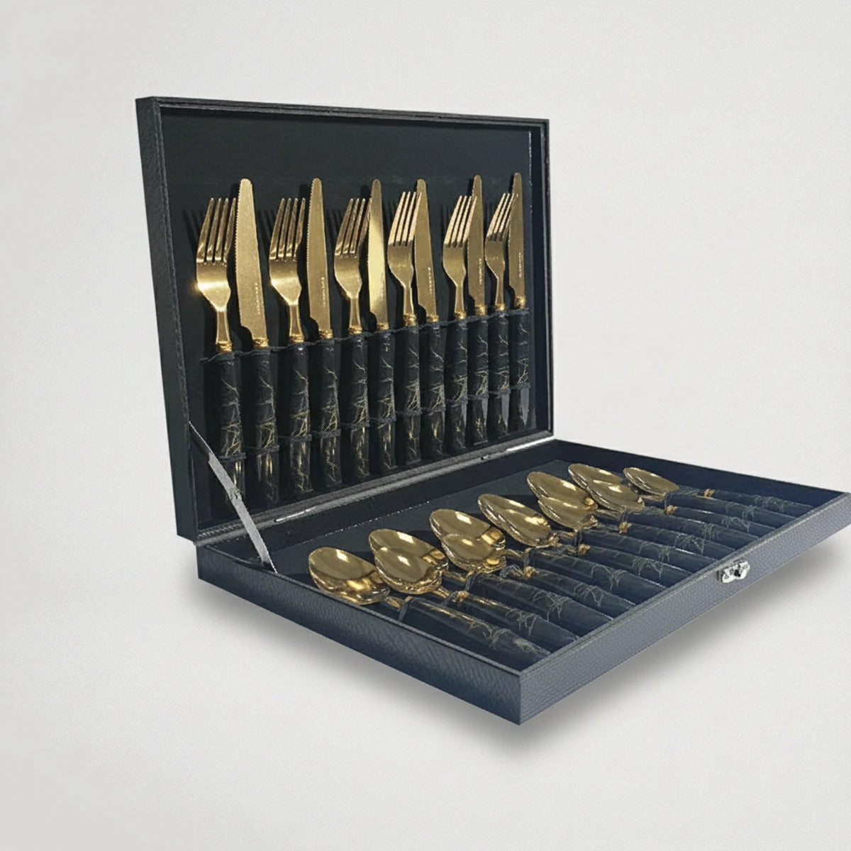 סט סכום זהב דמוי שיש שחור 475025