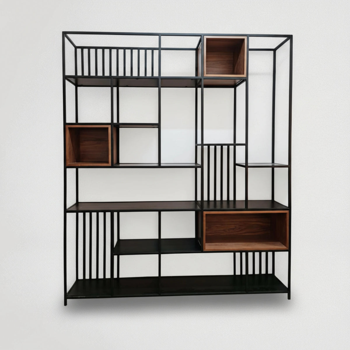 כוננית מדפים פלטינום שילוב מתכת ועץ