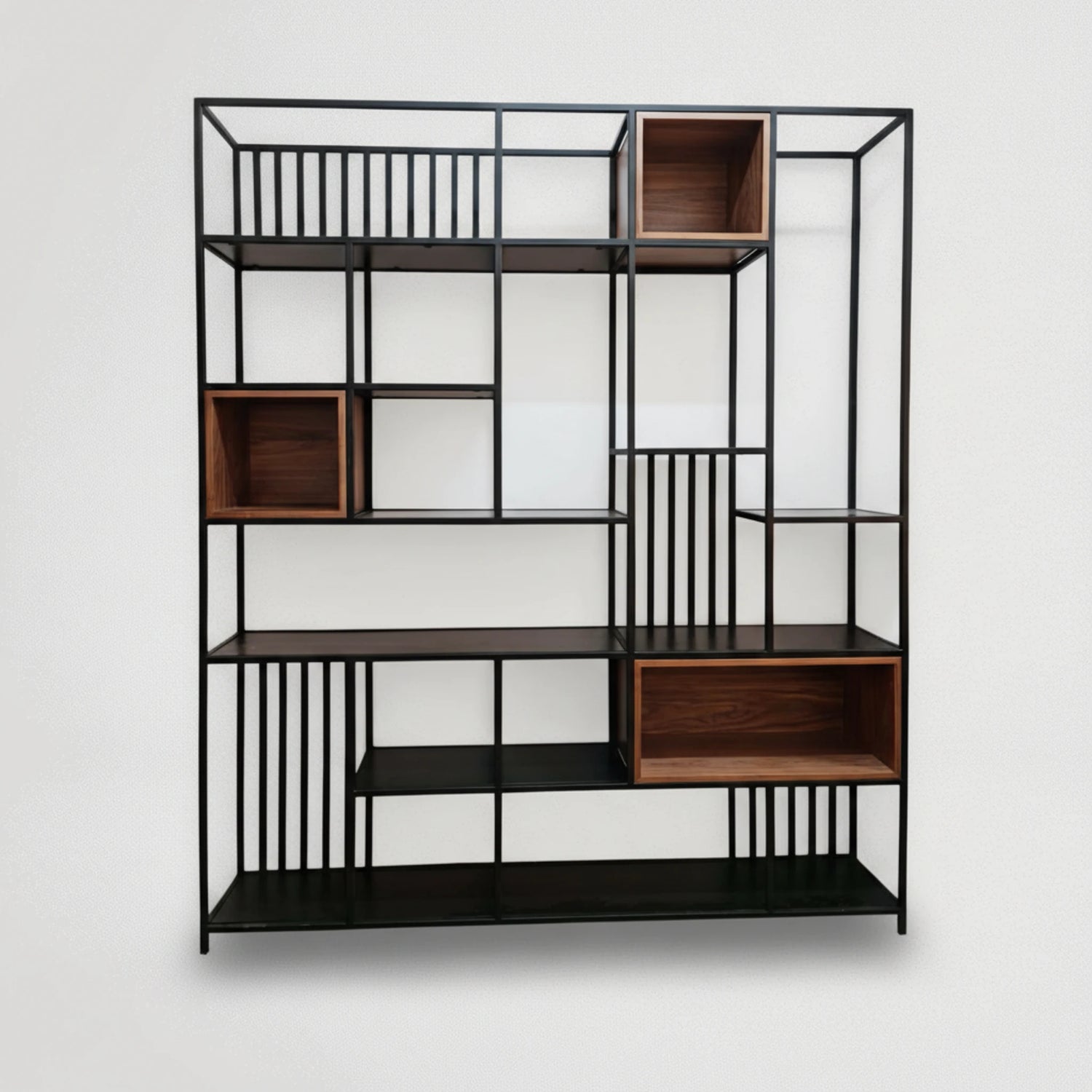 כוננית מדפים פלטינום שילוב מתכת ועץ