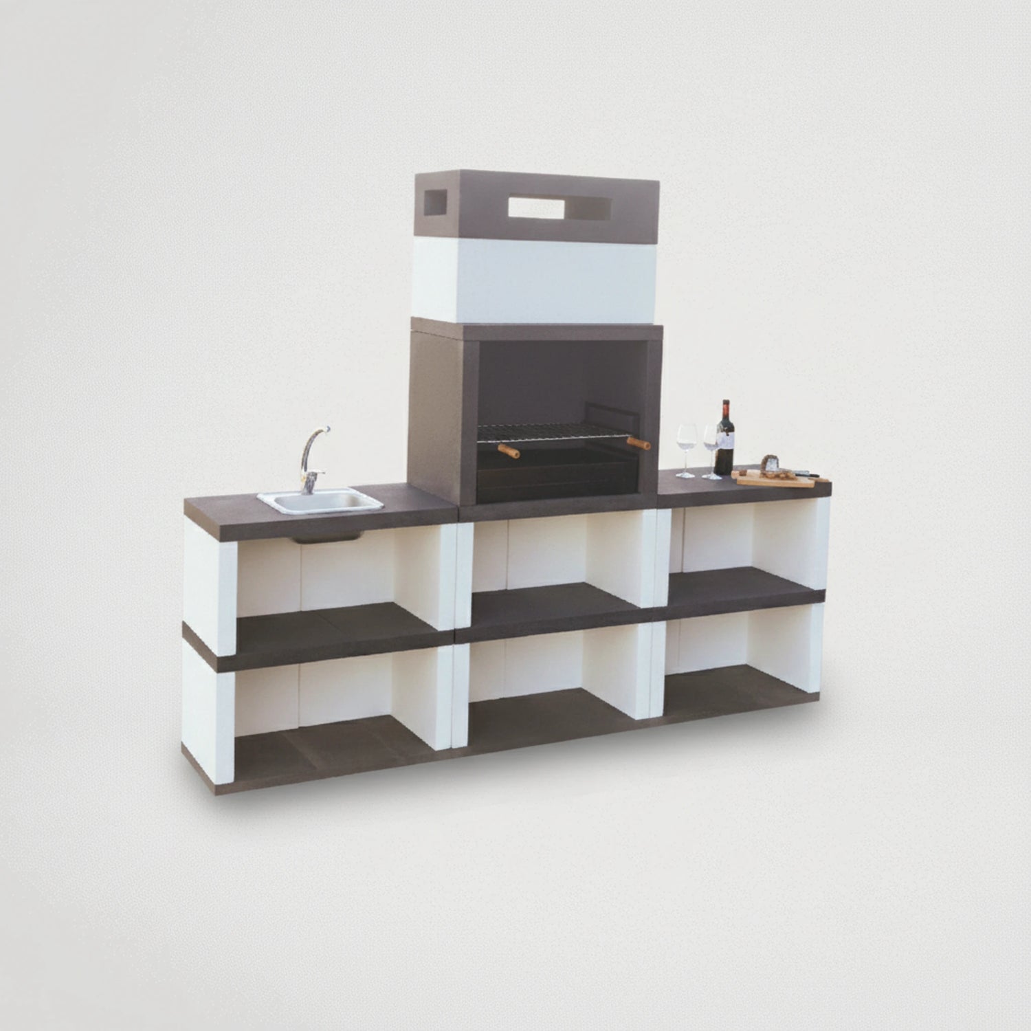 גריל בטון בנוי עם יחידת כיור דגם 6886