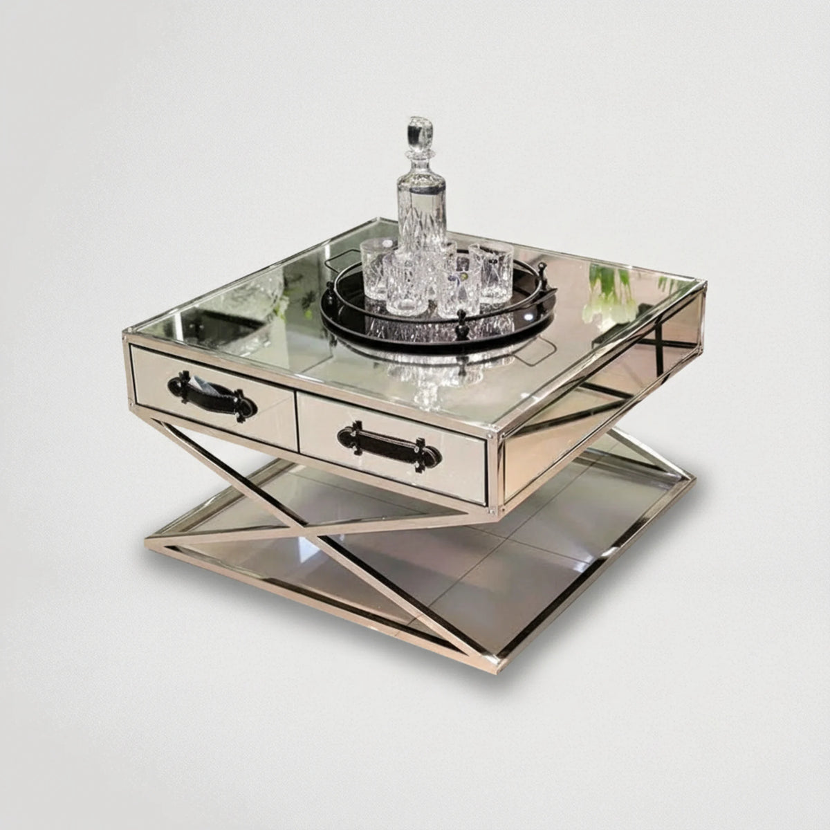 שולחן סלון מרובע רסיטל רגליים נירוסטה