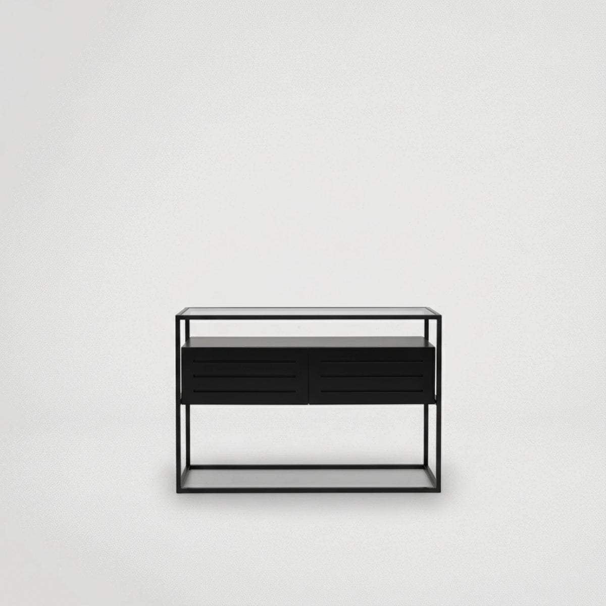 קונסולה מעץ בצבע שחור בשילוב זכוכית דגם 7746