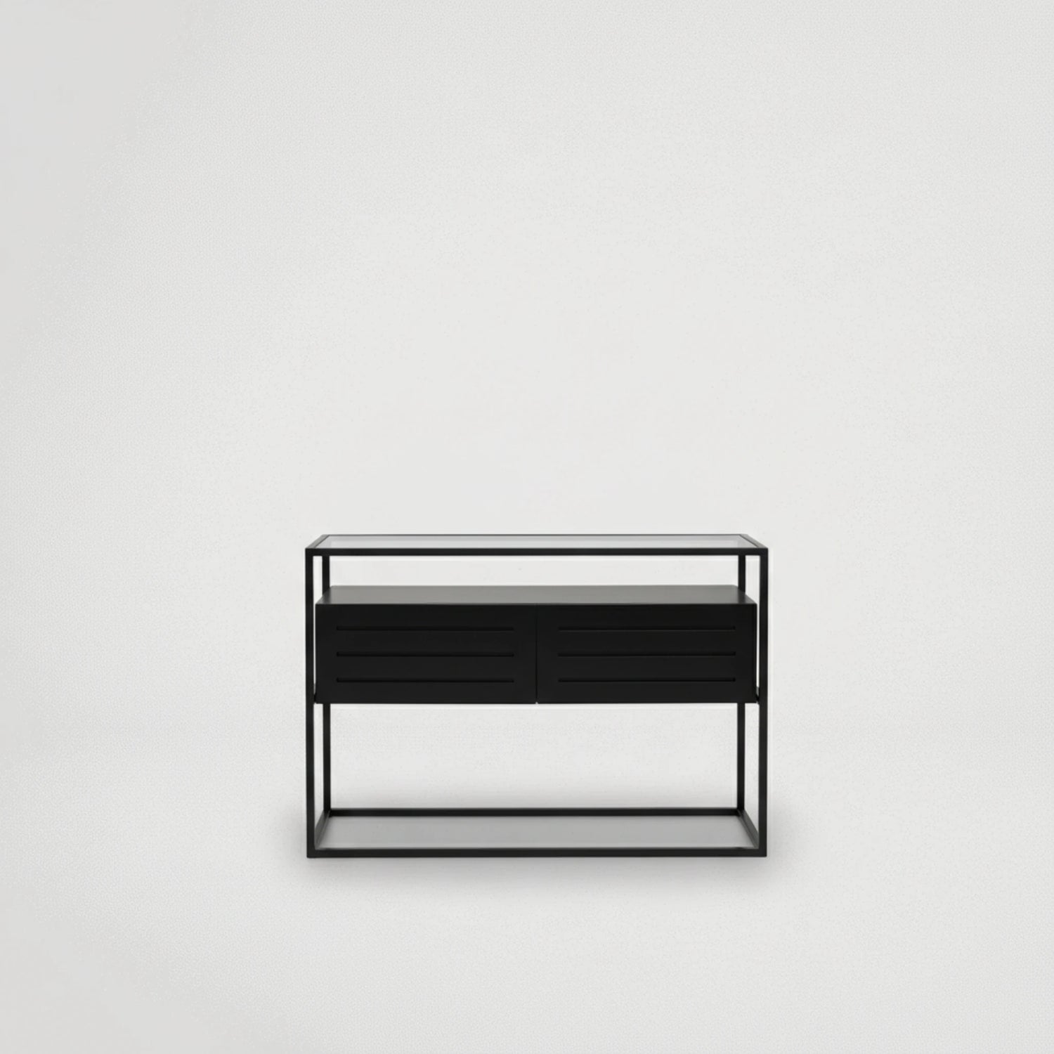 קונסולה מעץ בצבע שחור בשילוב זכוכית דגם 7746