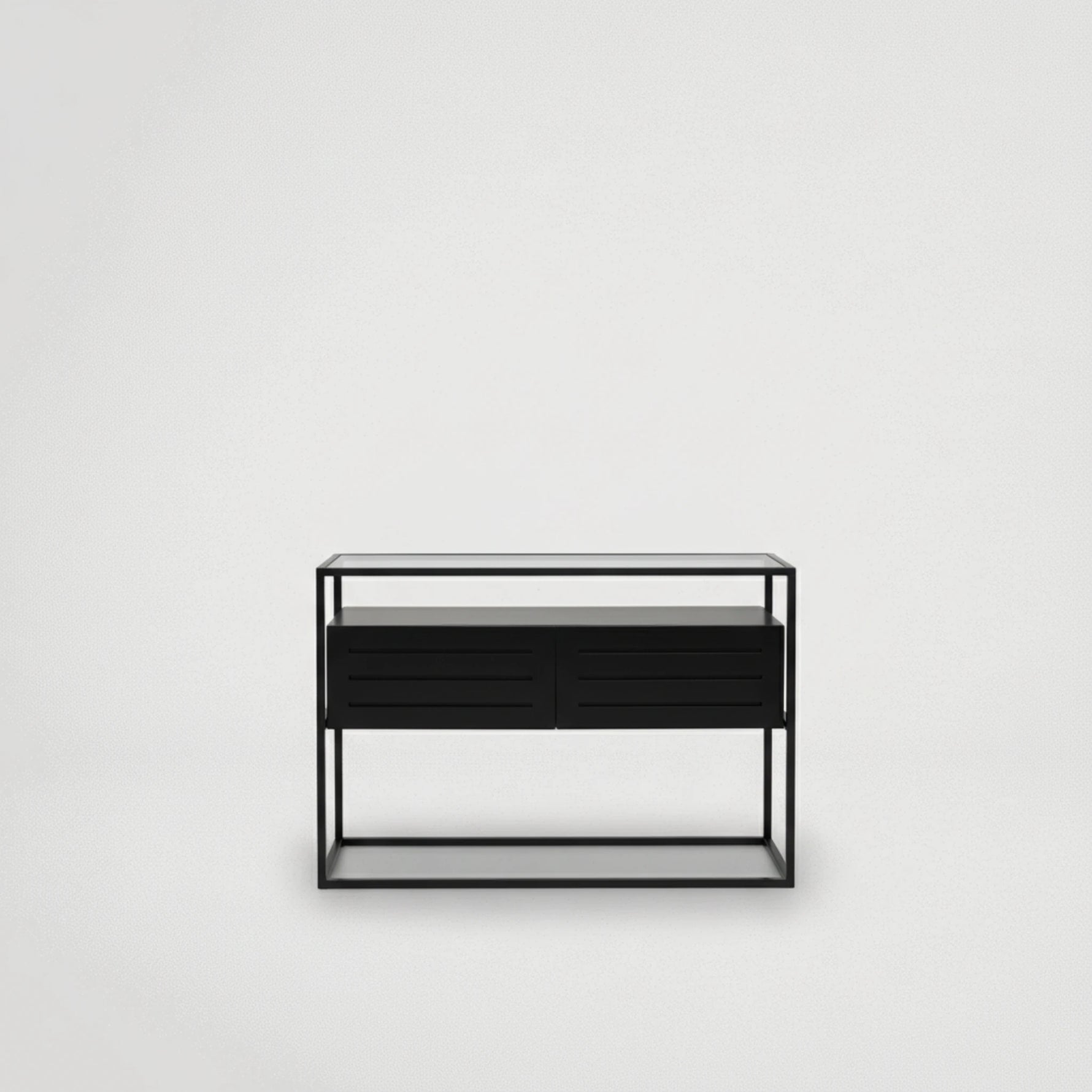 קונסולה מעץ בצבע שחור בשילוב זכוכית דגם 7746