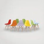 כיסא לפינת אוכל פלסטיק רגליי עץ 1964711