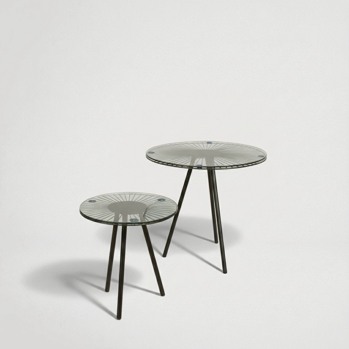 זוג שולחנות מתכת עם זכוכית דגם 66537