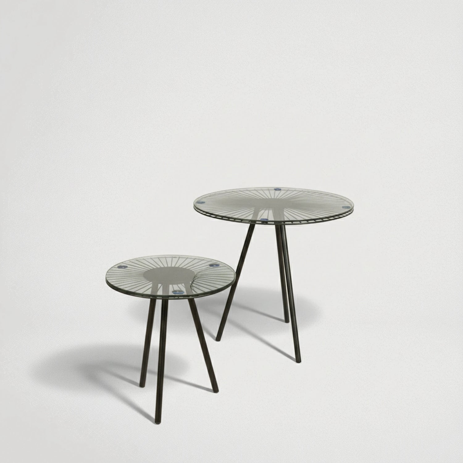 זוג שולחנות מתכת עם זכוכית דגם 66537