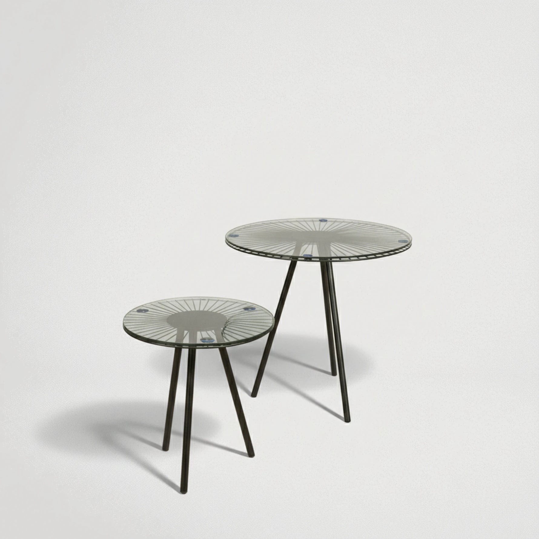 זוג שולחנות מתכת עם זכוכית דגם 66537