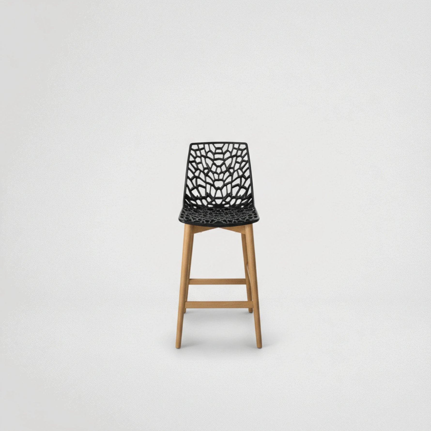 כיסא בר רגלי עץ מושב פלסטיק(פוליקרבונט)עכביש 34475