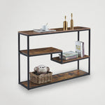 יחידת מדפים מתכת בשילוב עץ