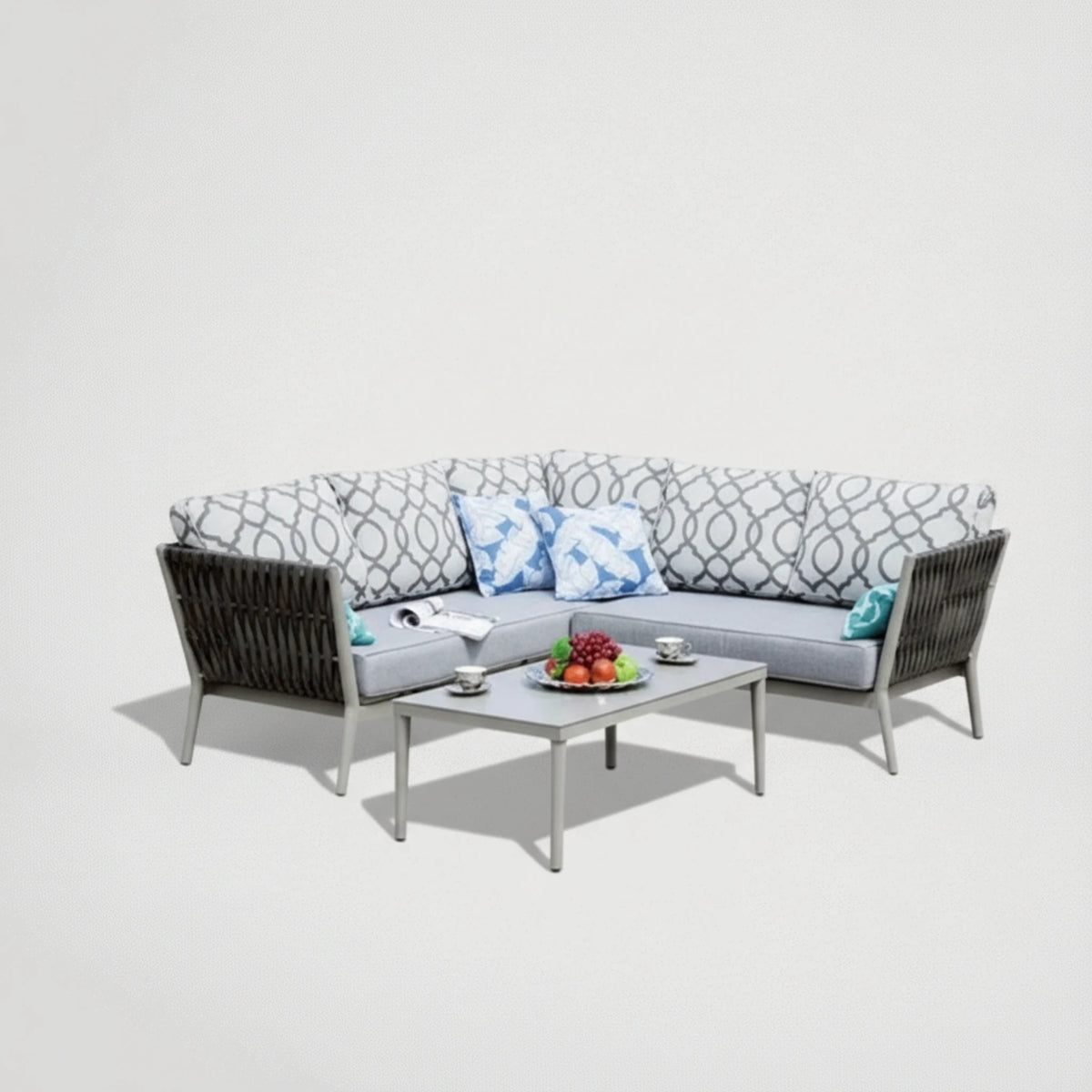 מערכת ישיבה פינתית אלומיניום בשילוב ראטן סינטטי 266367