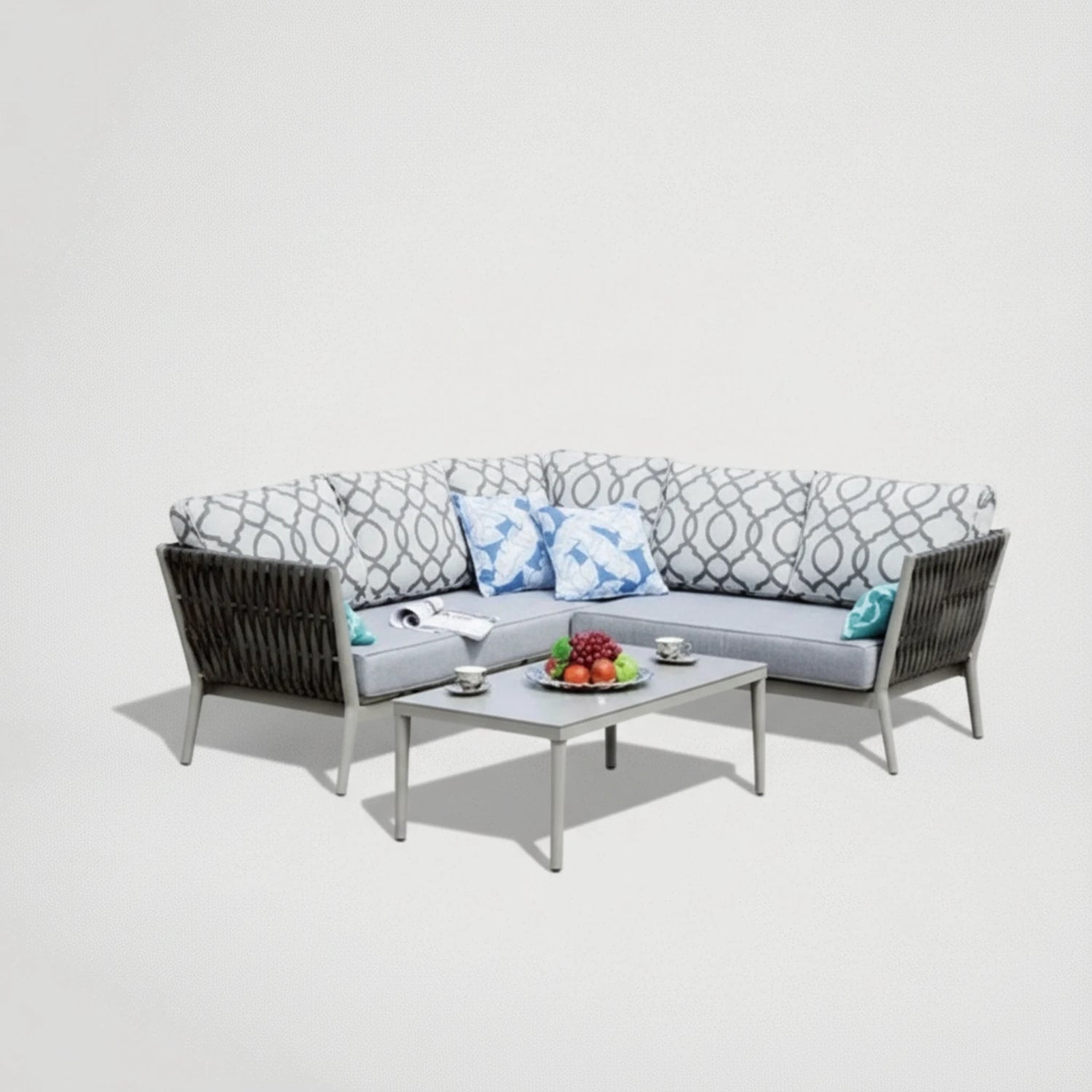 מערכת ישיבה פינתית אלומיניום בשילוב ראטן סינטטי 266367