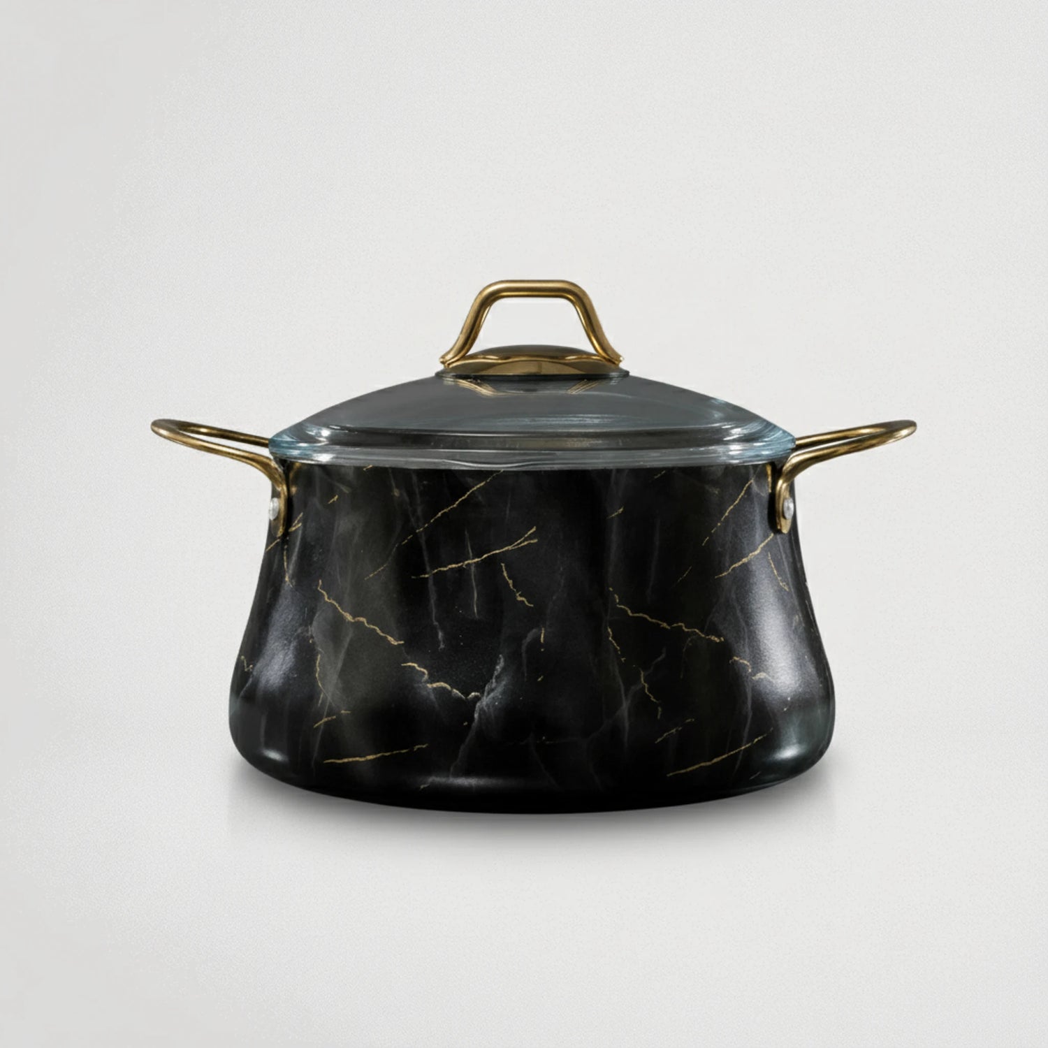 סיר יציקת אלומניום בציפוי אבן שיש גרמני GOLD שחור דגם 6644