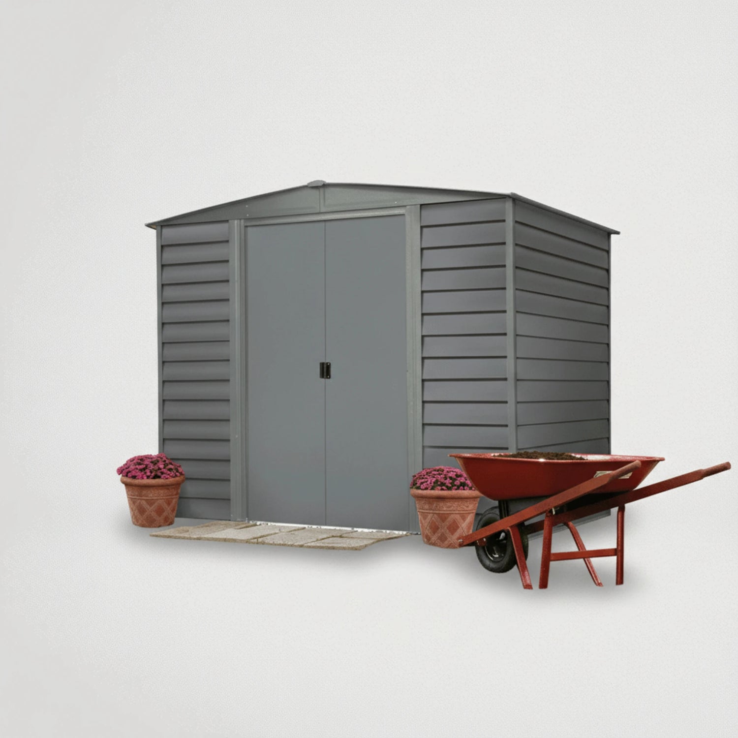 מחסן גינה ממתכת אפור מודרני, 42687