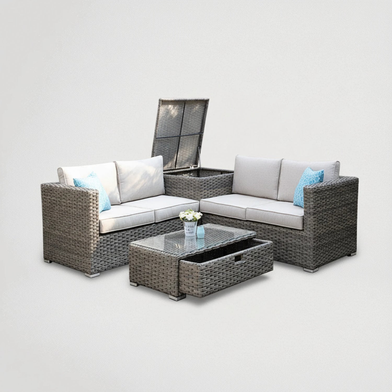 ספה ר לגינה ראטן כולל איכסון 3023