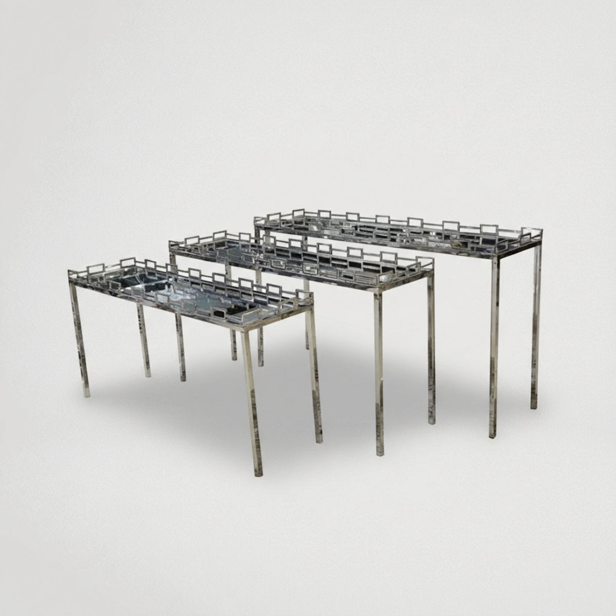 סט 3 שולחנות מראה ניקל 77646