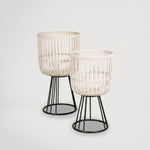 זוג מעמדים לעציצים במבוק רגלי מתכת 7736