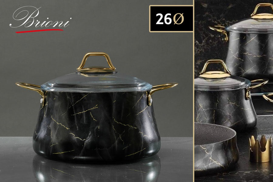 סיר יציקת אלומניום בציפוי אבן שיש גרמני GOLD שחור דגם 5534 | המבורגר ברוס