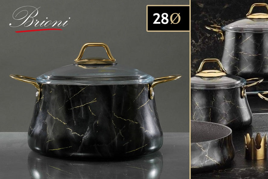 סיר יציקת אלומניום בציפוי אבן שיש גרמני GOLD שחור דגם 6644 | המבורגר ברוס