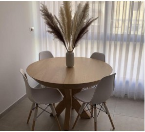 שולחן פינת אוכל עגול רגל איקס מעץ דגם 9512
