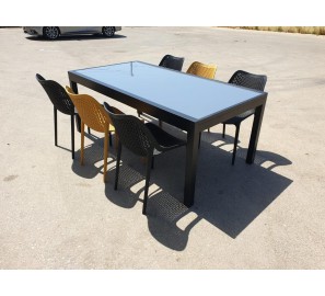 שולחן אלומניום נפתח עם זכוכית 7000