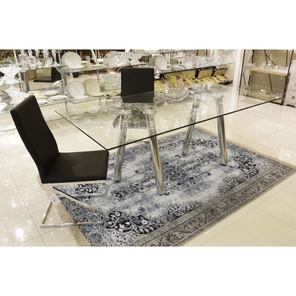 שולחן נירוסטה + זכוכית 9886 שולחן נירוסטה + זכוכית 9886