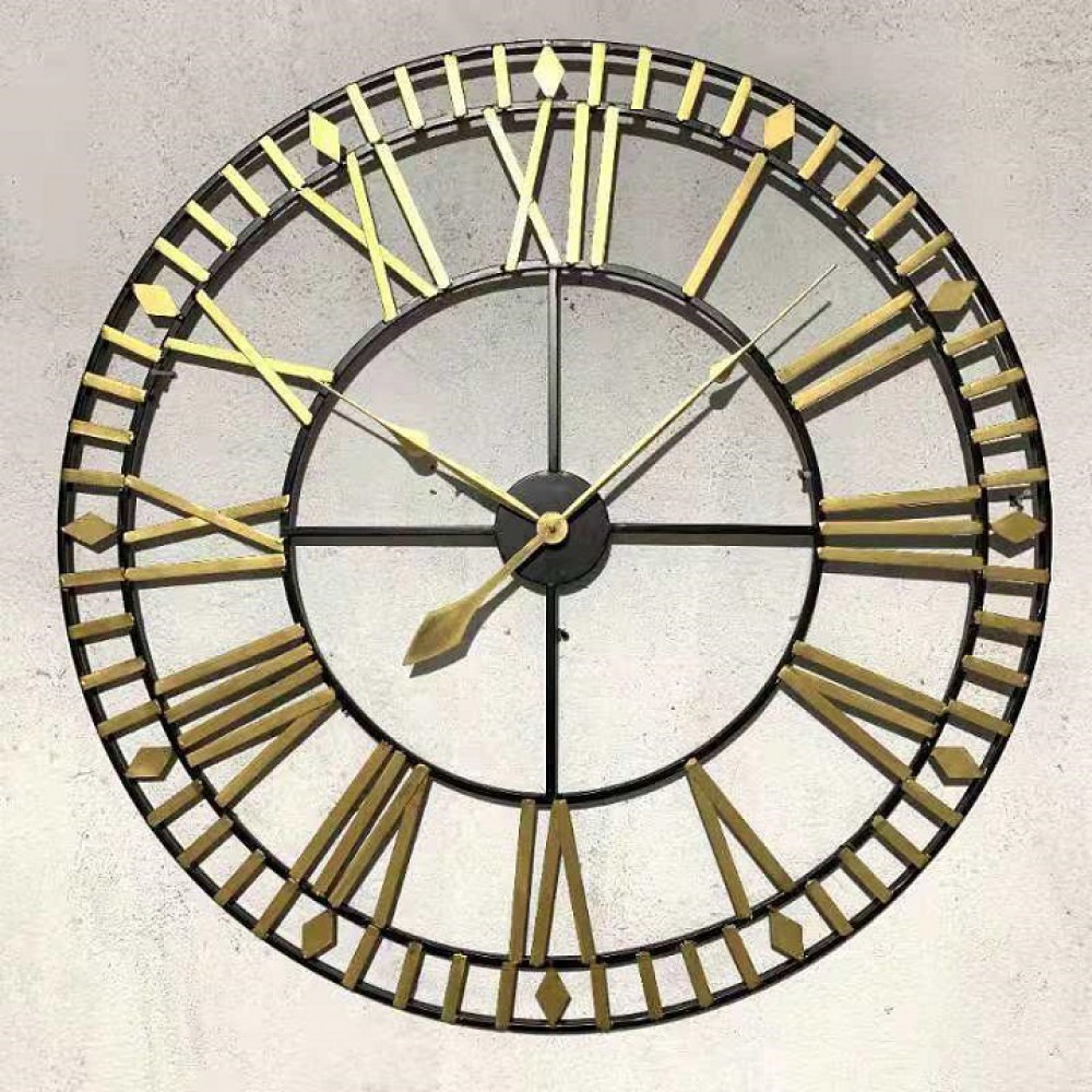 שעון קיר משולב שחור עם זהב 8879
