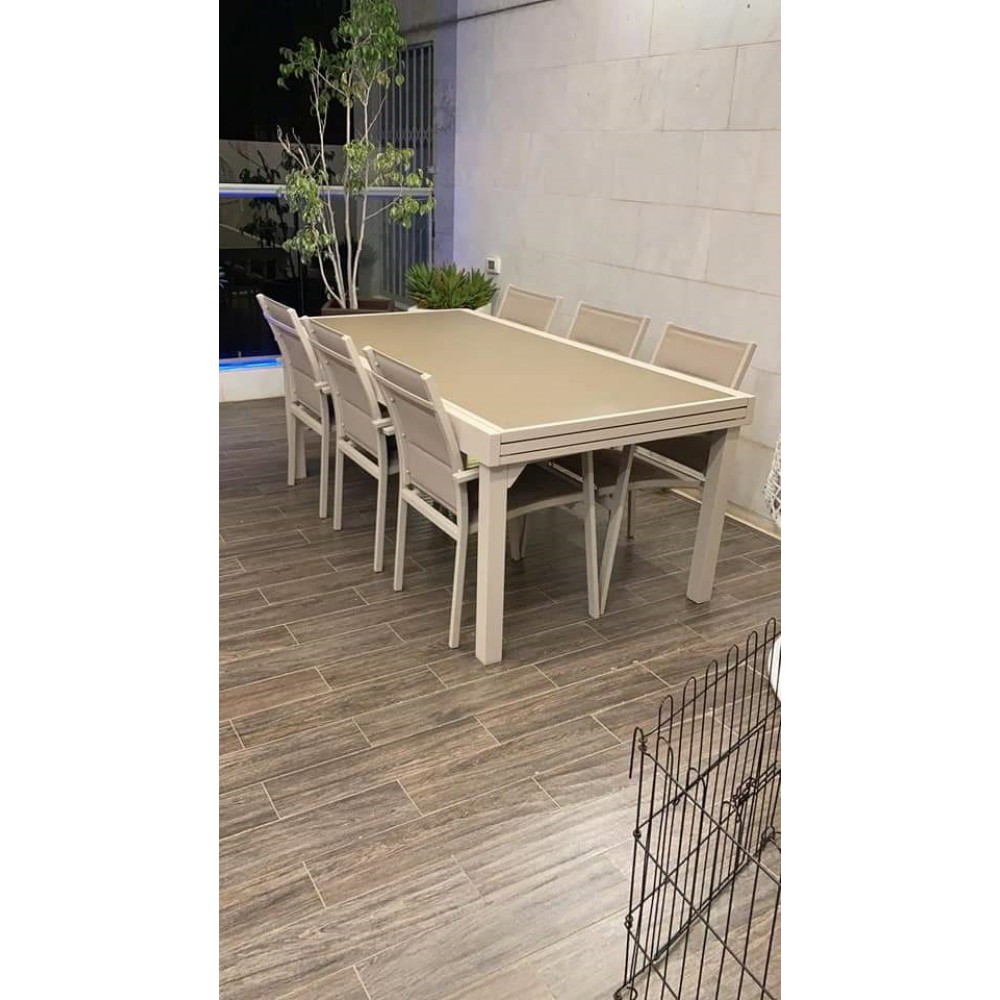 ריהוט גינה אלומיניום נפתח 55644877 + 6 כיסאות ריהוט גינה אלומיניום נפתח 55644877 + 6 כיסאות