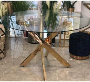 שולחן פינת אוכל זכוכית מורן קוטר 120