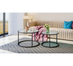 זוג שולחנות סלון מעוצבים דגם טבעת 4512