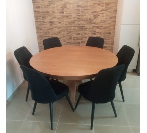 שולחן לפינת אוכל עגול נפתח + 6כיסאות 87877789