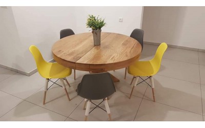 שולחן לפינת אוכל עגול נפתח + 6 כיסאות 5547893