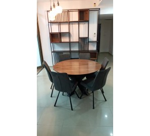 שולחן עגול יוקרתי לפינת אוכל נפתח + 6 כסאות 88990