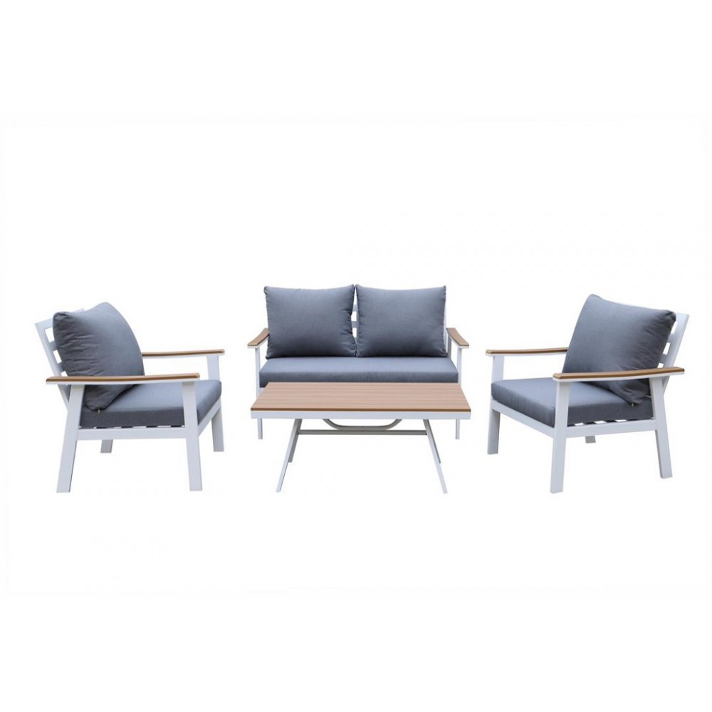 מערכת ישיבה דו מושבית אלומיניום דמוי עץ 9880