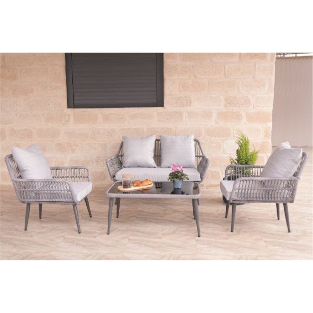 סט ישיבה אלומיניום ראטן דו מושבי דגם 6642