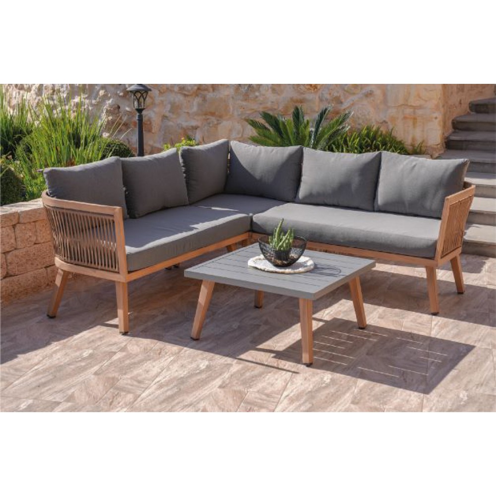 ספה פינתית אלומיניום דמוי עץ 7809 ספה פינתית אלומיניום דמוי עץ 7809