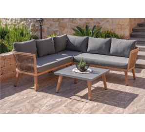 ספה פינתית אלומיניום דמוי עץ 7809 ספה פינתית אלומיניום דמוי עץ 7809