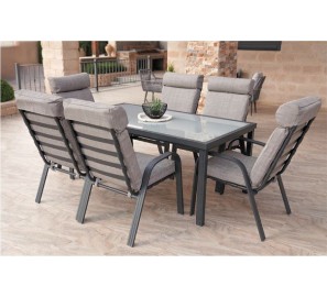 פינת ישיבה אלומוניום זכוכית לגינה כולל כסאות 4533