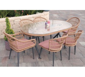 פינת אוכל ראטן עם זכוכית כולל כסאות 4535 פינת אוכל ראטן עם זכוכית כולל כסאות 4535