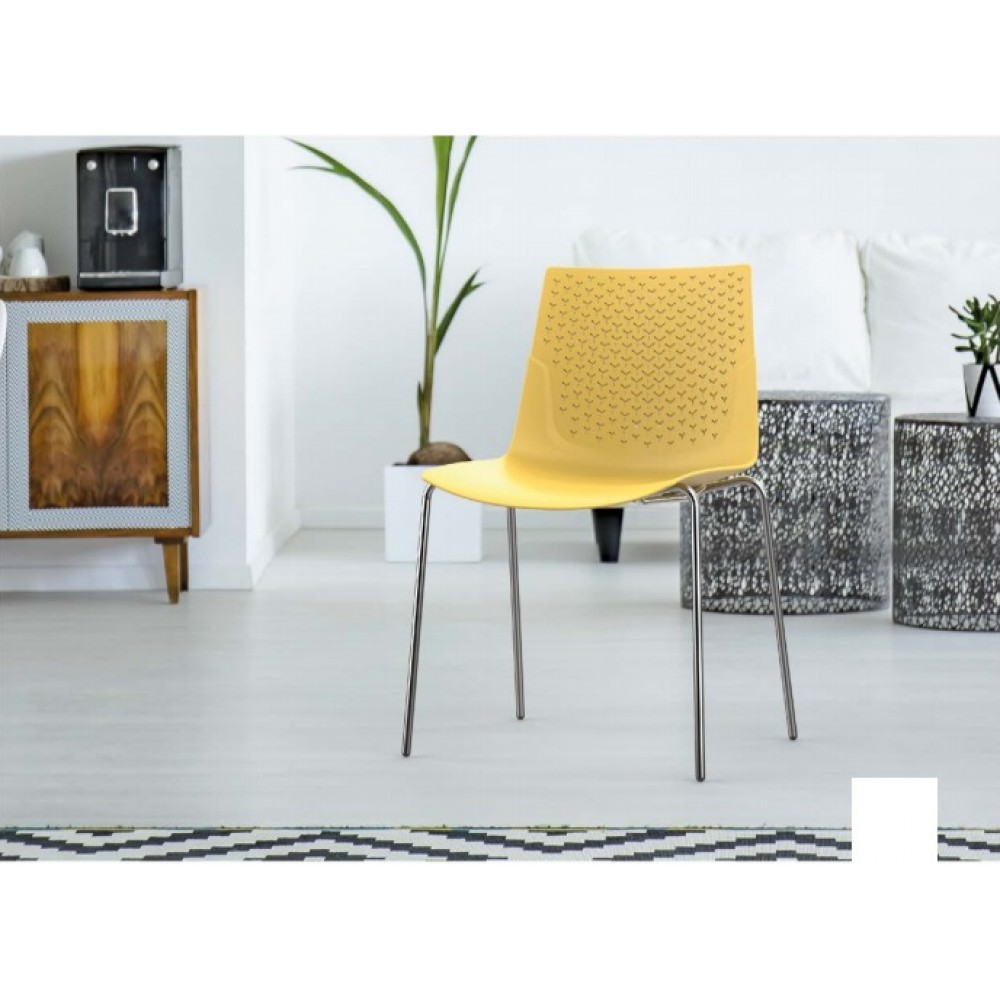 כיסא לפינת אוכל מפלסטיק עם רגל ניקל יציב נוח ואיחותי 7122